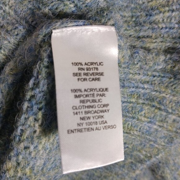 TAHARI, Cropped Button Cardigan, Medium, Soft, Lightweight, Blue/Green Mix - Picture 16 of 16